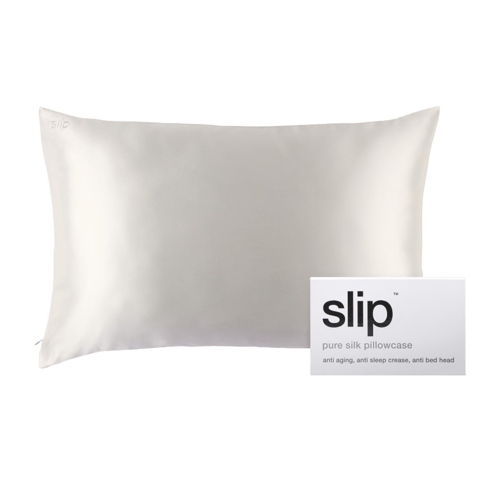 Slip white Silk Pillowcase SILVER QUEEN ZIPPERED PILLOWCASE gently used
